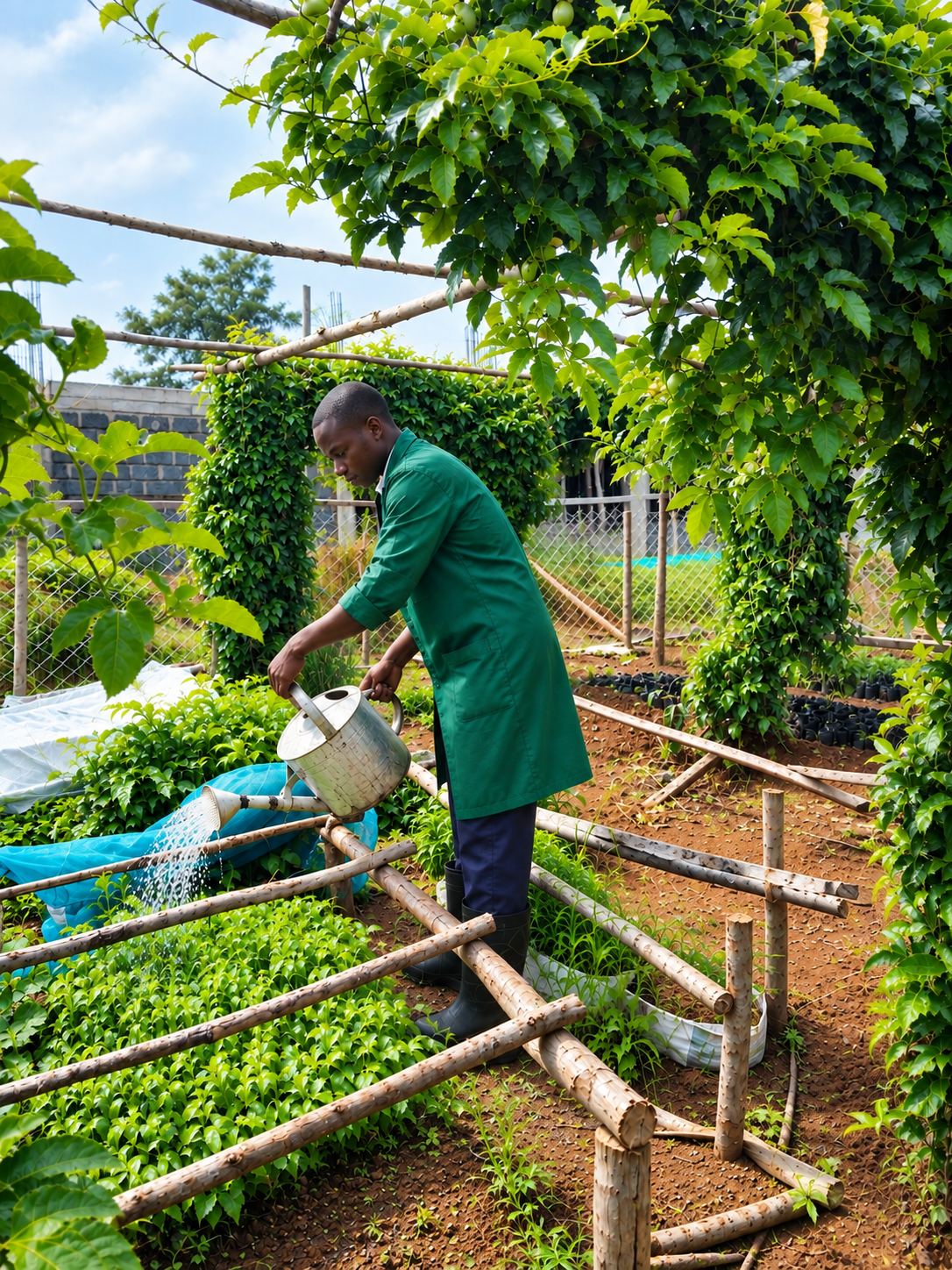 Students tracking climate controls and harvesting greenhouse crops